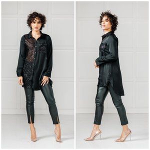 Night Out On The Town Black Sequin Blouse